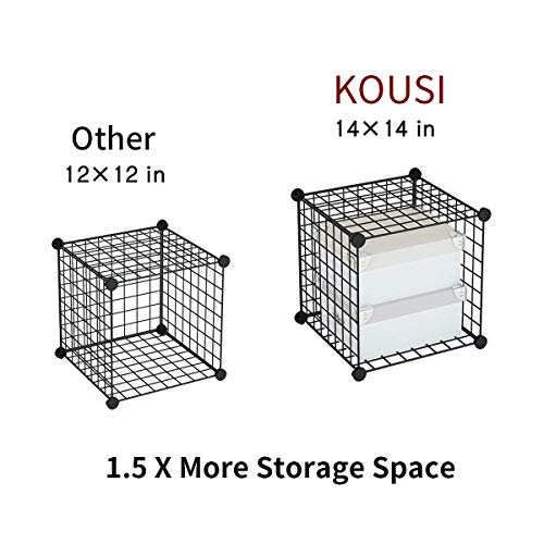 KOUSI 14\"x14\" Wire Cube Storage, Metal Grid Organizer, 30-Cube Modular Shelving Unit, Stackable Bookcase, Ideal for Living Room, Bedroom, Office