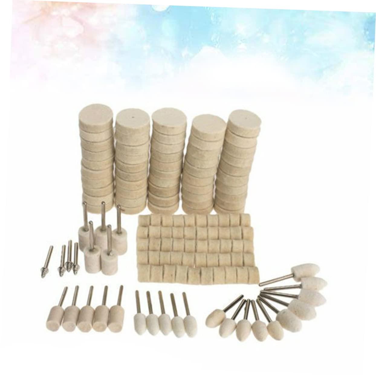 Unomor Polishing Wheel Tool Wool Polishing Wheel Set 129 Pcs Wool Buffing Pad for Metal Jewelry Wood
