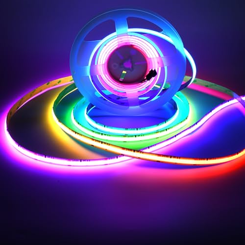 Image of WS2811 Smart IC RGB COB Led Strip Light 16.4FT /5M, 12mm Width, 720 LEDs /M, Chasing Addressable Light for Bedroom Kitchen Wall Decor(Without Controller&Adapter)
