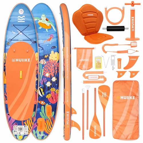 HUIIKE Tabla Paddle Surf Hinchable con Accesorios Incluidos, Remo, Quillas, Inflador. Stand Up Paddle Board Gran Estabilidad y Resistencia. 305 x 84 x 15 cm, Soporta hasta 130 kg