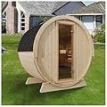 Outdoor Barrel Steam Sauna, Wood Sauna Room for 2 Person with 4.5KW ETL Certified TOULE Heater,Rocks, 8mm Tempered Glass, Waterproof System