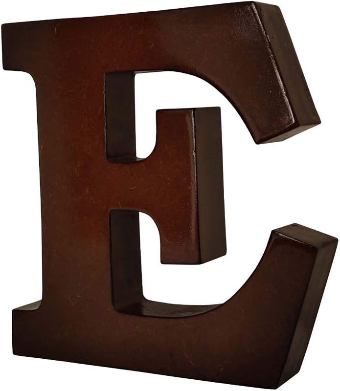 AKDAMA Wooden E Letter- English Upper Case Alphabets Cutouts for Art and Craft Work (E_Brown_15x2.5 cm)