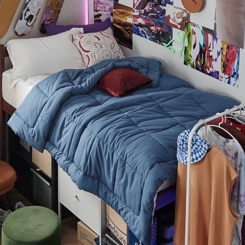 Image of Bedsure Comforter Duvet Insert - Quilted Comforters Twin Size, All Season Duvet, GentleSoft Down Alternative Bedding Blanket, with 8 Tabs, Gifts for Women /Men, Dark Slate Blue, Twin 88 x 68 Inches