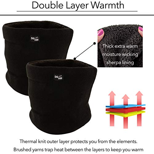 Dg Hill (2 Pack Thermal Fleece Lined Double-Layered Neck Warmers, Warm Windproof Winter Ski Neck Gaiter For Men And Women #TOP1