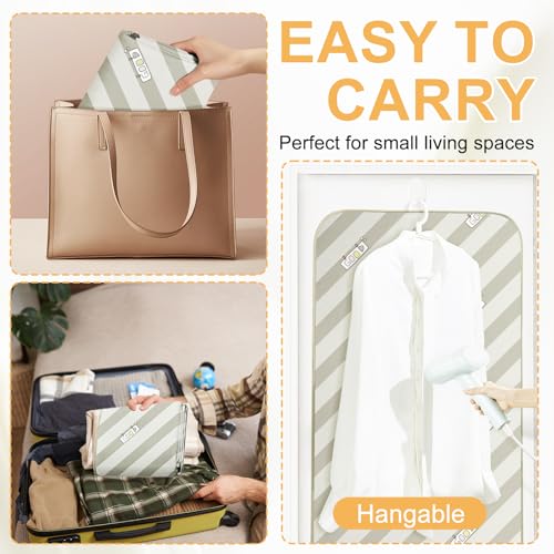 Bügelmatte für Dampfbügeleisen, Faltbare Bügelunterlage für Tisch, rutschfeste Bügeldecke für Reisen mit Streifenmuster, Bügelmatte für Tisch, 70x40cm, Grün