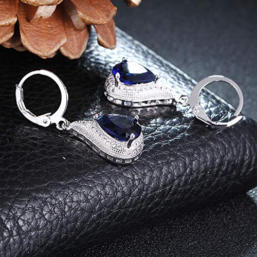 Metmejiao Orecchini A Cerchio In Argento Sterling Con Pietra Portafortuna E Topazio Zaffiro - 4