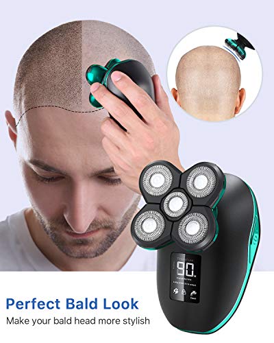 Electric Shaver for Men & Grooming Kit, OriHea 4 in 1 Electric Razor Cordless Waterproof Wet Dry Rotary Bald Head Shaver Nose Trimmer Hair Clippers Facial Cleansing Brush LED Display - Thumbnail 4