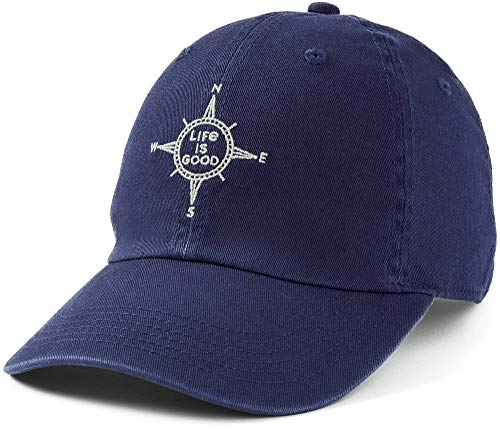 Life is Good Chill Cap Baseball Hat, Compass Darkest Blue, One Size