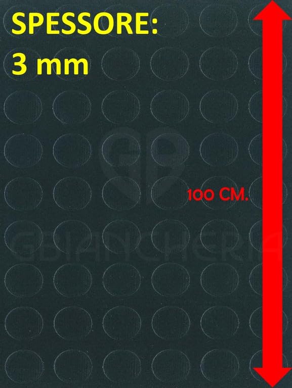 Tappeto Gomma Antiscivolo Bollato Nero Spessore 3mm per Eventi, Fiere, Magazzini e Garage - Tappeto per Pavimento in Gomma Antiscivolo al metro (1x4mt)