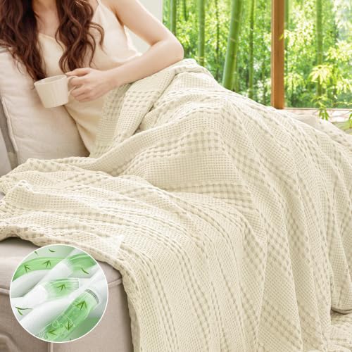 PHF Cooling Waffle Blanket for Hot Sleepers Twin Size, 66"x90", Ivory by PHF - Used condition - Image 5
