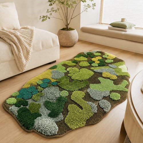 Tapis enfant moelleux polyester antidérapant lavable en machine vert - 6