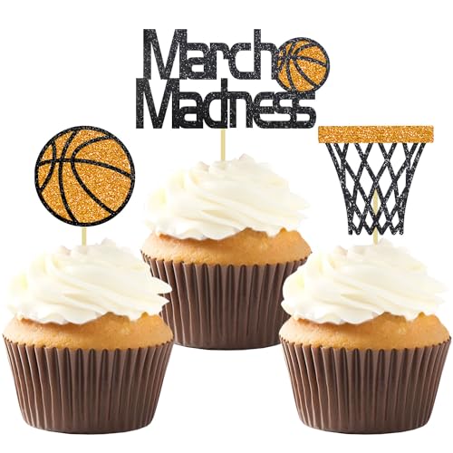 Moitkptt 24Pcs Basketball Cupcake Toppers BAK001