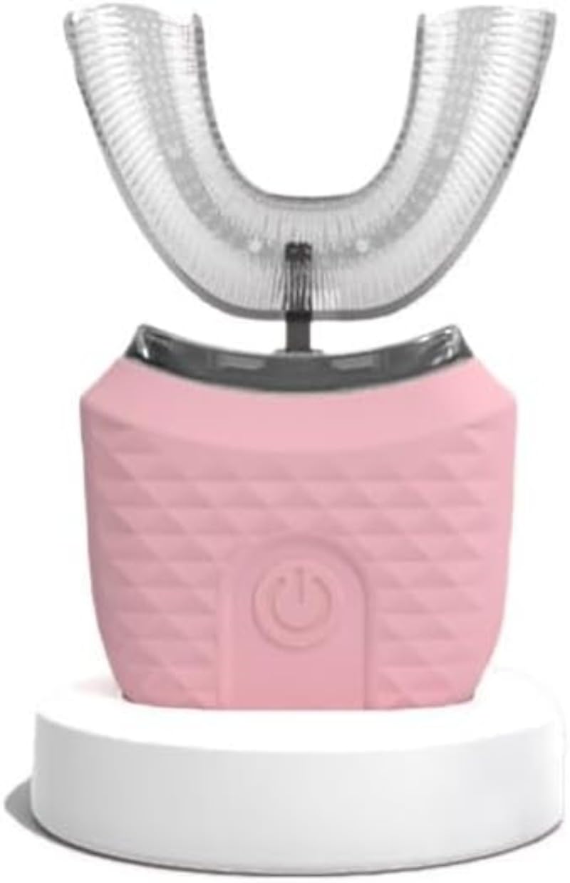 Elektrische Ultraschall Zahnbürste,360°AutoToothbrush für Erwachsene, Automatischer Reinigung (Rosa)