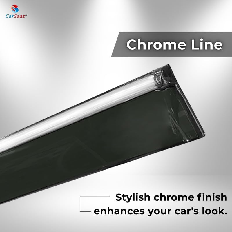 Image of CAR SAAZ Side Door Visors for Bolero XL(2000-2007)(Set of 6Pcs)|Chrome Lined Rain Guards, Polycarbonate, Smoke Finish