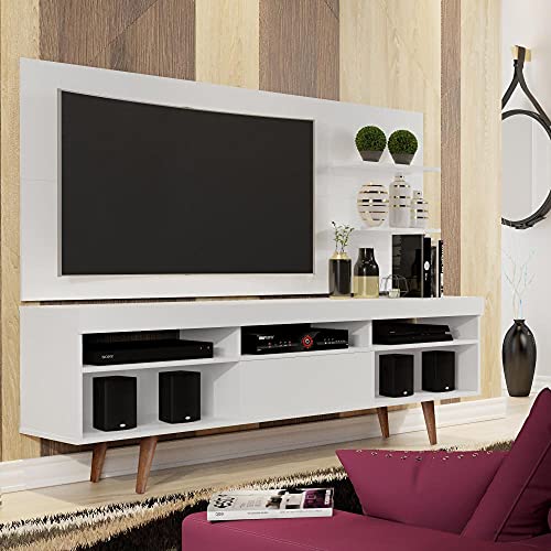 Conjunto Sala Rack e Painel Linea com Aparador Bar Laguna e Mesa de Centro e Lateral Cissa - Branco