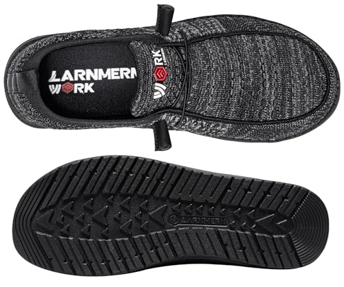 Image of LARNMERN Slip On Steel Toe Shoes Men Loafers Work Safety Tennis Sneakers | Lightweight, Comfortable, Walking, Wide, Hands Free, Lounging, House, Mechanic, Construction, Casual, Dress, Office, 0utdoor