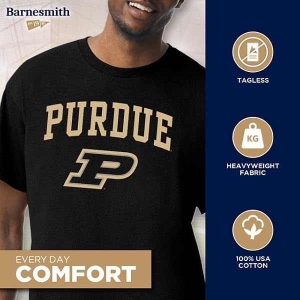Barnesmith Purdue University Boilermakers Short-Sleeve T-Shirt, Heritage, Black, Small by Barnesmith - Used condition - Image 3