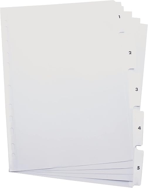 5 Star Subject Dividers Multipunched Manilla Card 5-Part A4 White