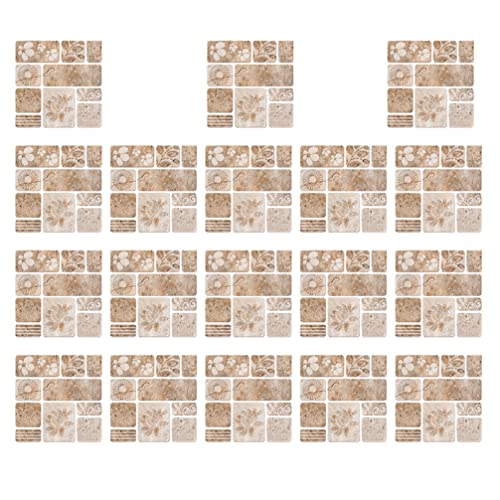 Hemobllo Mosaic Wall Tile Stickers - 18 Pcs Self-Adhesive Marble Tile Stickers Square Tile Decals Wall Stickers Decals For Home Kitchen Bathrooom Decoration, 4X4 Inch #TOP29