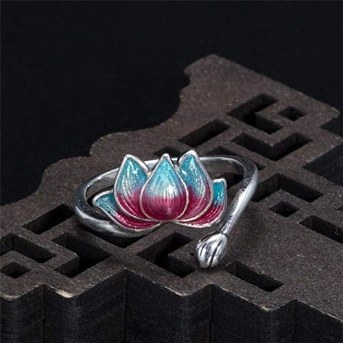 Bague romantique ajustable S925 le cadeau idéal avec émail coloré