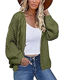 BRUBOBO Women's Cable Knit Button Down Cardigan Sweaters Lantern Long Sleeve Chunky Casual Fall Swea