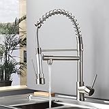 Gimili Spültischarmatur Spiralfeder Waschbecken Wasserhahn Küche Waschbeckenarmatur Mischbatterie Kuechenarmatur mit Brause Nickel Gebürstet