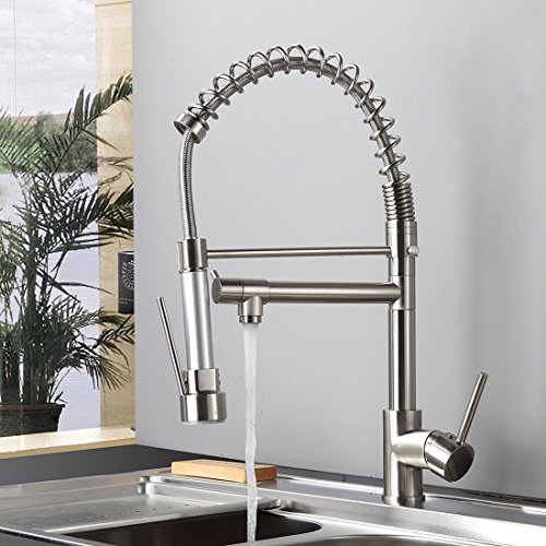 Preisvergleich Produktbild Gimili Spültischarmatur Spiralfeder Waschbecken Wasserhahn Küche Waschbeckenarmatur Mischbatterie Kuechenarmatur mit Brause Nickel Gebürstet