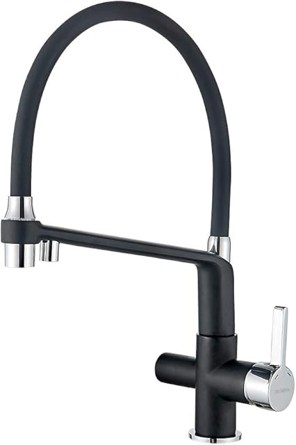 GRIFEMA G4010B-2 Dover, 3 Way Kitchen Tap for Filter Water Purifier, Black Sink Mixer with Shower Head
