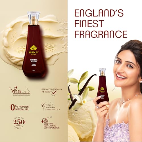 Image of Yardley London Vanilla Blush Eau De Parfum (EDP) for Women, 100ml - Natural Essential Oils, Sweet Gourmand Perfume | Vanilla & Rose Fragrance