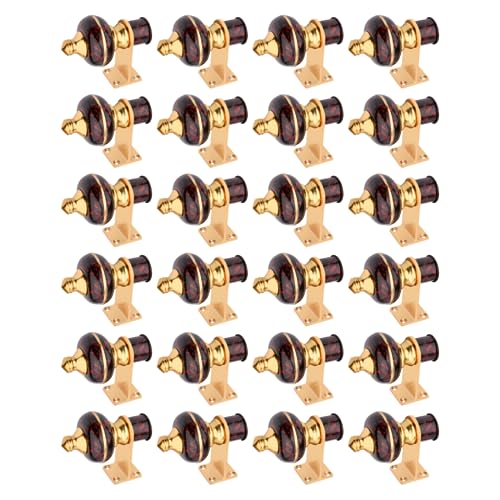 Image of Stylish Curtain Hooks /Curtain Knobs /Rod Rail Bracket for Home Black Cherry Marble Finish (24P, Black Cherry Marble Gold)