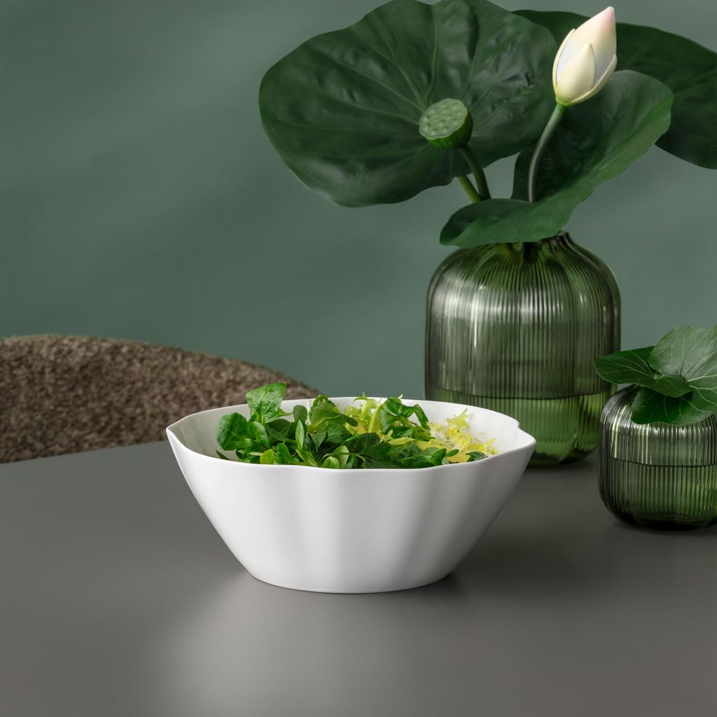 Villeroy & Boch – Pura Insalatiera/scodella da portata, ca. 26×26× 10,5 cm, bianco puro, lavabile in lavastoviglie e utilizzabile nel microonde, forma fluida, porcellana Premium Bone made in Germany