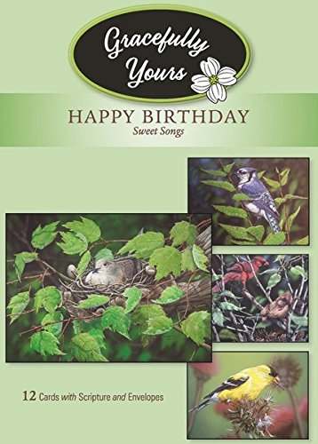 Gracefully Yours Sweet Songs Birthday Greeting Cards Featuring Muggs Depuydt, 12, 4 Designs/3 Each With Scripture Message #TOP12