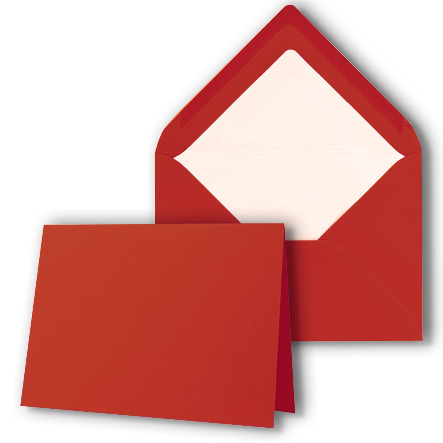 NEUSER PAPIER - Confezione di 700 biglietti con buste foderate, formato DIN A6/C6, 10,5 x 14,8 cm, incollaggio a umido, colore: rosso