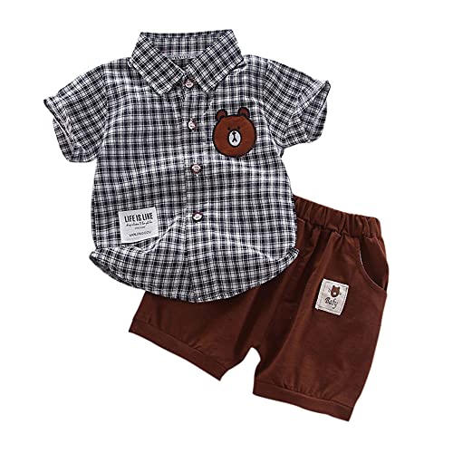 Buy Hopscotch Baby Boys Cotton Black Half Sleeves Checked Printed Shirt and Short Set in Black