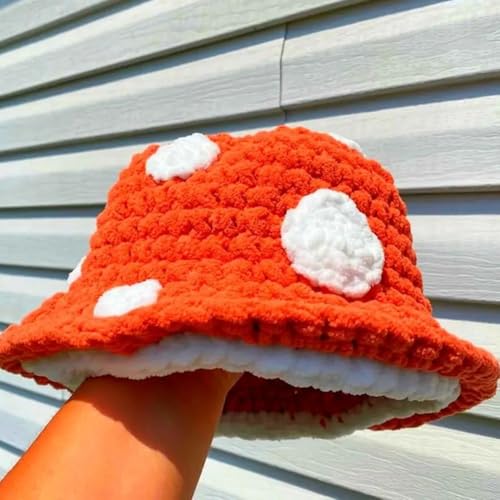 Cute Knitted Mushroom Hat Foldable Crochet Fisherman Hat Handmade Knitting Mushroom Hat Crochet Bucket Hat for Chidren Kids3