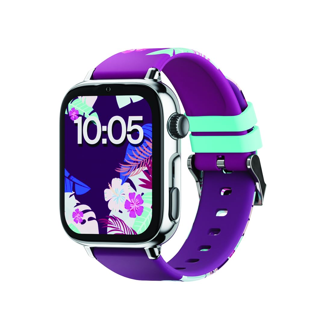 SaveFamily SaveWatch Plus 2 | Children's Smart Watch with GPS Locator, Call, Video, Whatsapp, Spotify, App Store | SIM Included - Silver Dial and Maui Silicone Strap
