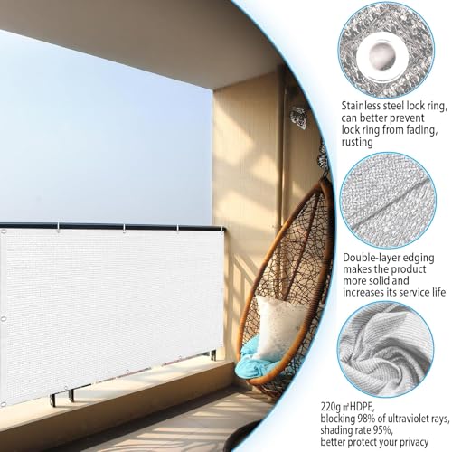 Brise-vue balcon blanc 70x500 cm avec oeillets de protection - 4