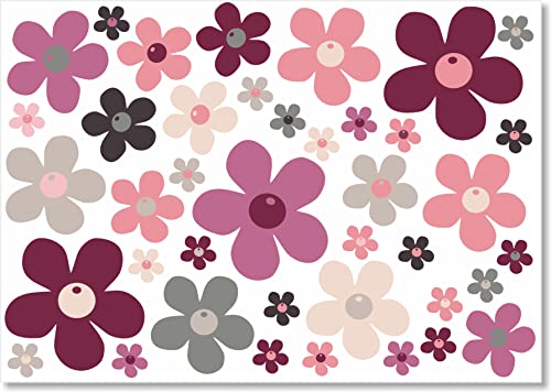 beihaasnatuerlich® 40 autocollants fleurs, Prilblumen, stickers, fleurs pour cuisine, salle de bain, voiture, valise, ordinateur portable, vélo, Bobbycar,...