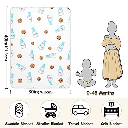 Image of Swaddle Blanket Chocolate Cookies Milk Cotton for Infants, Receiving Lightweight Soft Swaddling for Crib, Stroller, Nursery, 30X40 in White