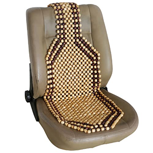 HomDSim Natural Wood Beaded Auto Car Seat Bead Cover,Front seat Natural Wooden Cool Refreshing Back Massaging Comfort Cushion Mat,Premium Quality Universal for Car Truck on Summer