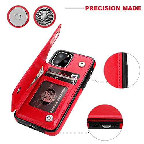 Capa carteira para iPhone 11 Pro com suporte para cartão, OT ONETOP de couro PU com compartimentos p