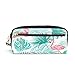 Produktbild Bleistift Fall, Flamingo Palm Leaf Gedruckt Reise Make-up Pouch Large Wasserdicht Leder 2 Fächer für Mädchen Jungen Damen Herren