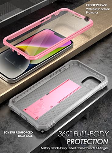 Coque iPhone 14 antichoc pour éviter les bris d'écran avec support rose