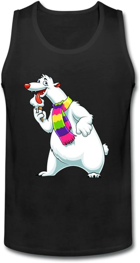 Men's Custom Cartoon White Bear Eats Ice Cream Tank Top By MSNZS