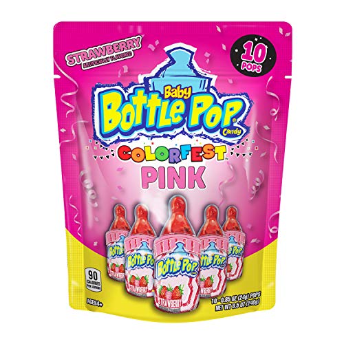 Baby Bottle Pop Colorfest Individually Wrapped Pink Strawberry Party Pack -10 Pink Strawberry Lollipops W/ Powdered Sugar Dip - Summer Candy For Pool Parties, 4Th Of July Celebrations & Summer Fun #TOP16