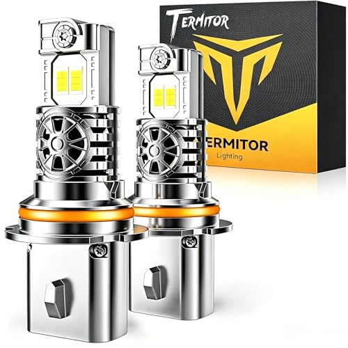 Image of Termitor 2026 Latest-Gen 9004 /HB1 Light Bulb, 70000LM 12X Bright Light Bulb | 70K+ Hours Lifespan, No Flickering Error, 1:1 Halogen Original Driving Light Bulbs, 6500K White, Plug N Play, Pack of 2