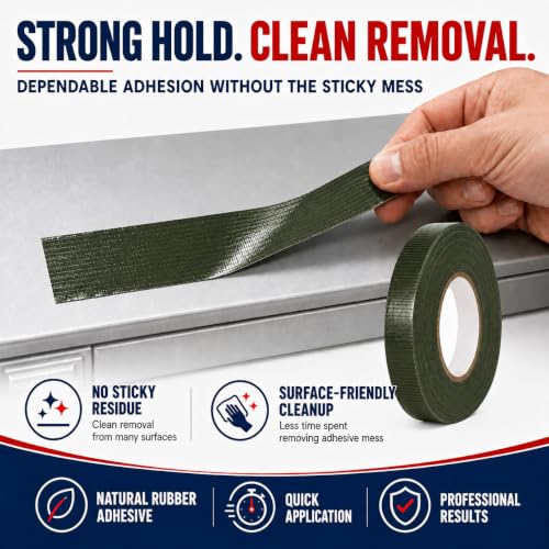 Image of GGR Supplies CDT-36 Industrial Grade Cloth Duct Tape, Olive Drab 1.5 Inch x 60 Yards, Waterproof UV Resistant Heavy Duty, Clean Removal with No Sticky Residue for Repairs, Packaging, and Bundling