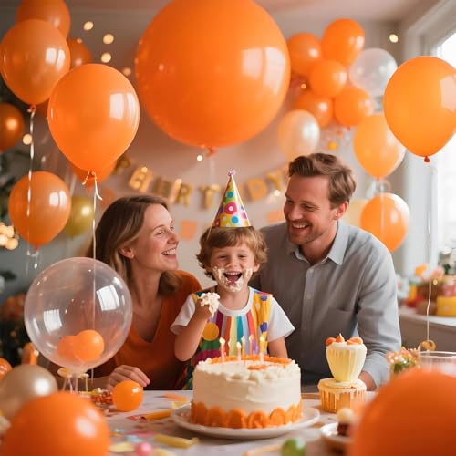 Image of Orange Big Balloons 32pcs, 18 Inch Large Latex Giant Heavy Duty Balloons for Birthday Wedding Baby Shower Decorations