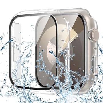 Goton Capa à prova d'água para Apple Watch 41 mm Series 9 8 7 com protetor de tela de vidro temperado, capa protetora completa de policarbonato rígido para iWatch projetada para homens e mulheres, 41