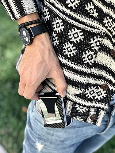 Calicob Carbon Fiber Wallet RFID Slim Minimalist Metal Elegant (Black)4